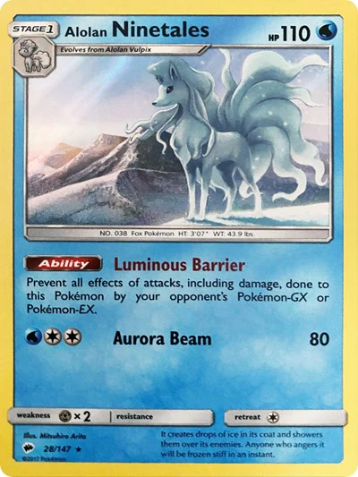 MCAP: Alolan Ninetales - 28/147 (Water Web Holo) (Holofoil)