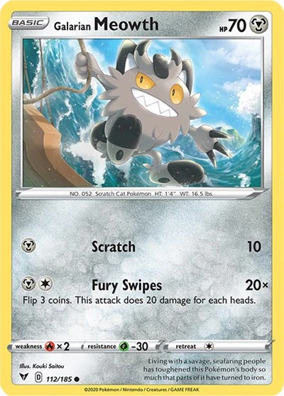 SWSH04: Galarian Meowth (Reverse Holofoil)